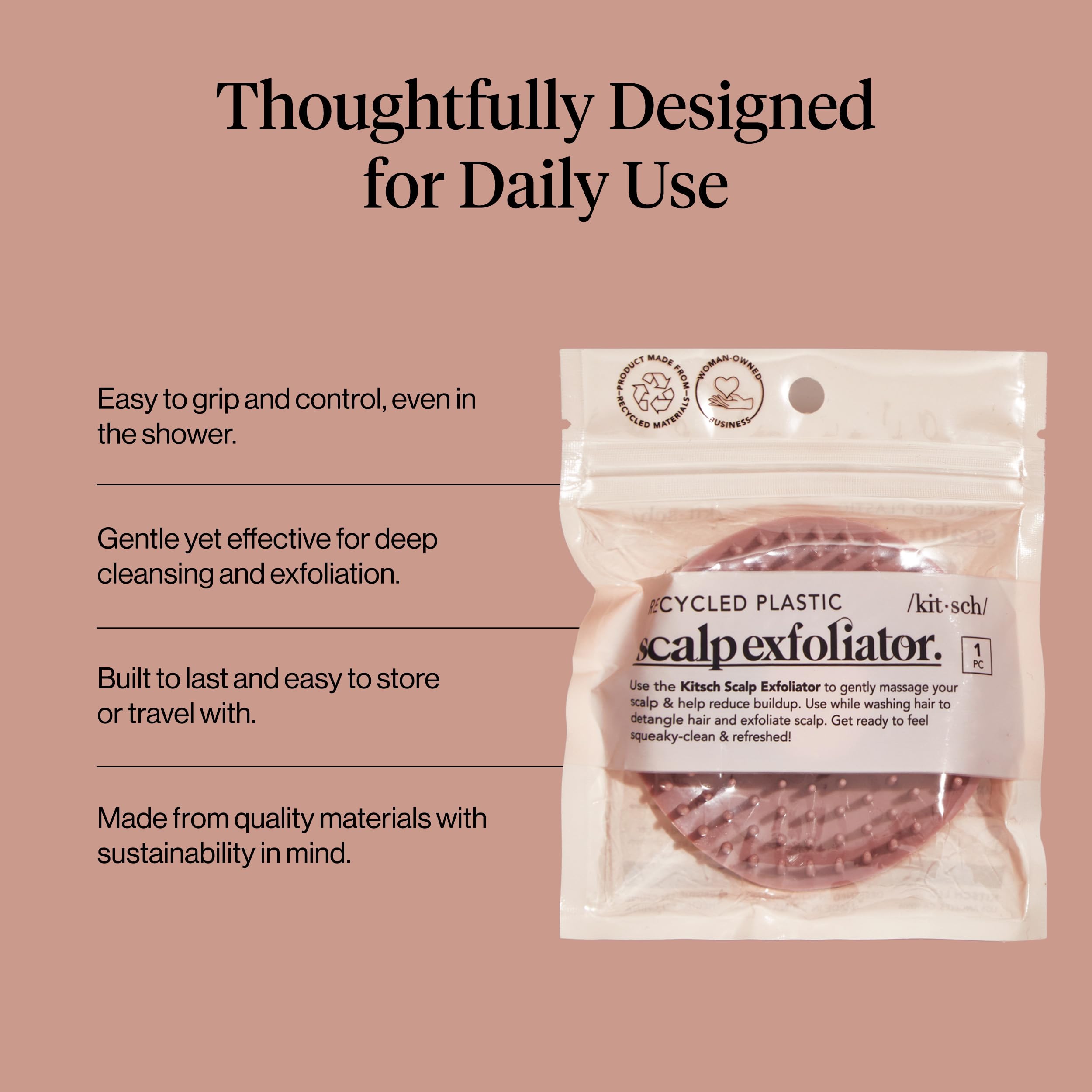 Kitsch Scalp Massager for Hair Care - Scalp Scrubber, Shampoo Brush & Exfoliator for All Hair Types - Relaxing & Exfoliating - Terracotta