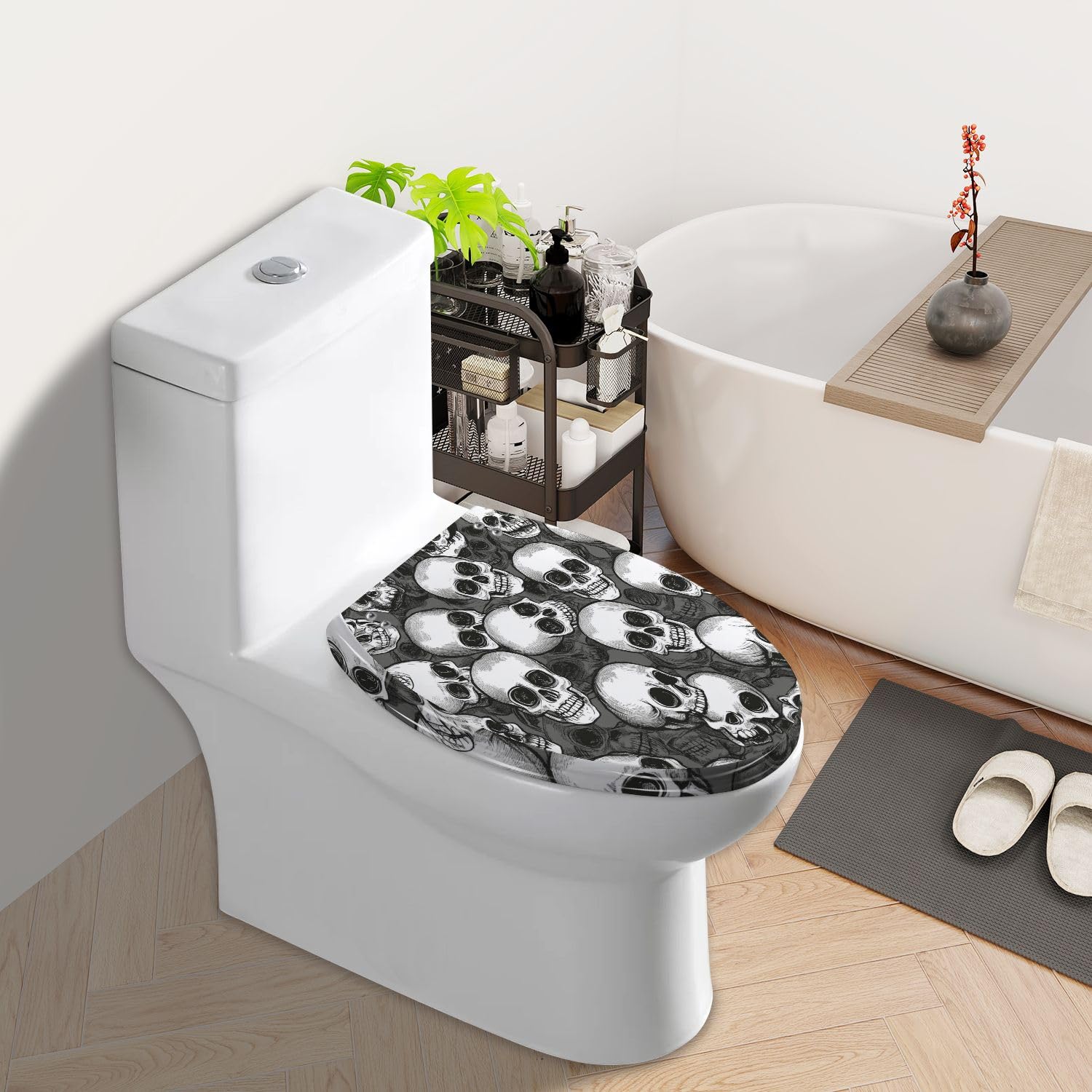 Asiento de inodoro genérico de resina con cierre suave y liberación rápida, 18,5 x 14,5 pulgadas.