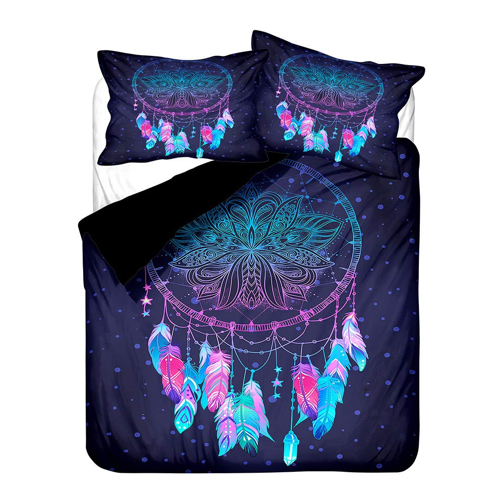 Parure de lit attrapeur de rêves 3D violette | Housse de couette microfibre 200x200 cm