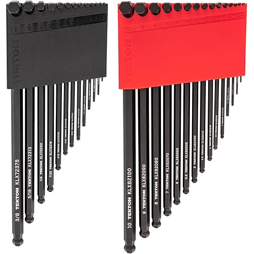 TEKTON Ball End Hex L-Key Set with Holders, 28-Piece (0.050-3/8 in., 1.3-10 mm) | KLX91302