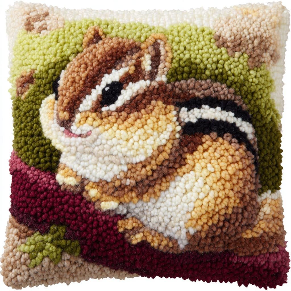 WallustrioaW Latch Hook Cushion Kits for Adults,Animal Squirrel