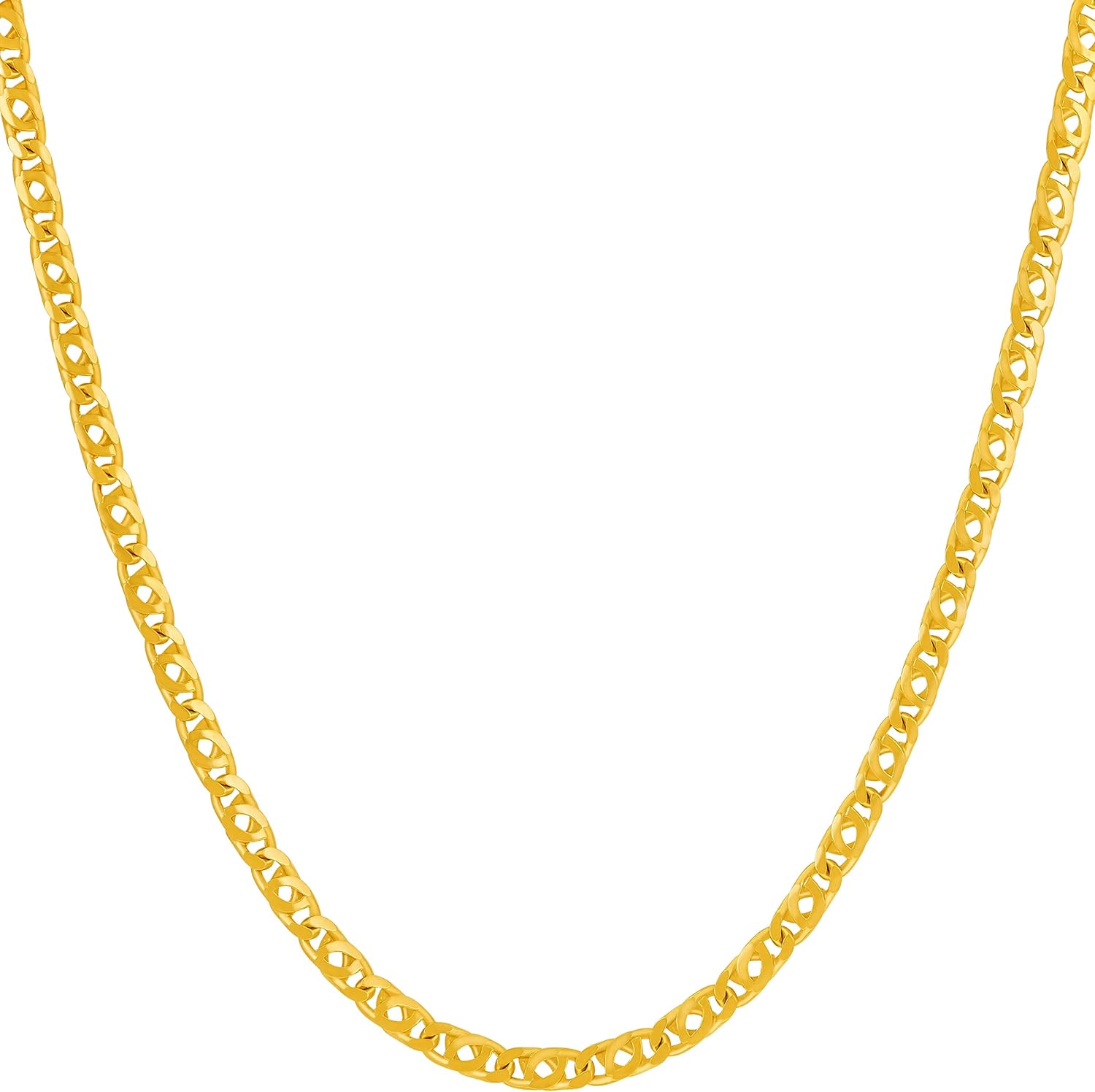 LIFETIME JEWELRY 3mm Emblem Chain Necklace for Women and Men 24k Gold Plated