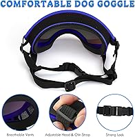 Vista 7 de Gafas de sol grandes para perros, gafas para mascotas, con correa ajustable, gafas para perros medianos y grandes, para natación, patinaje, a prueba