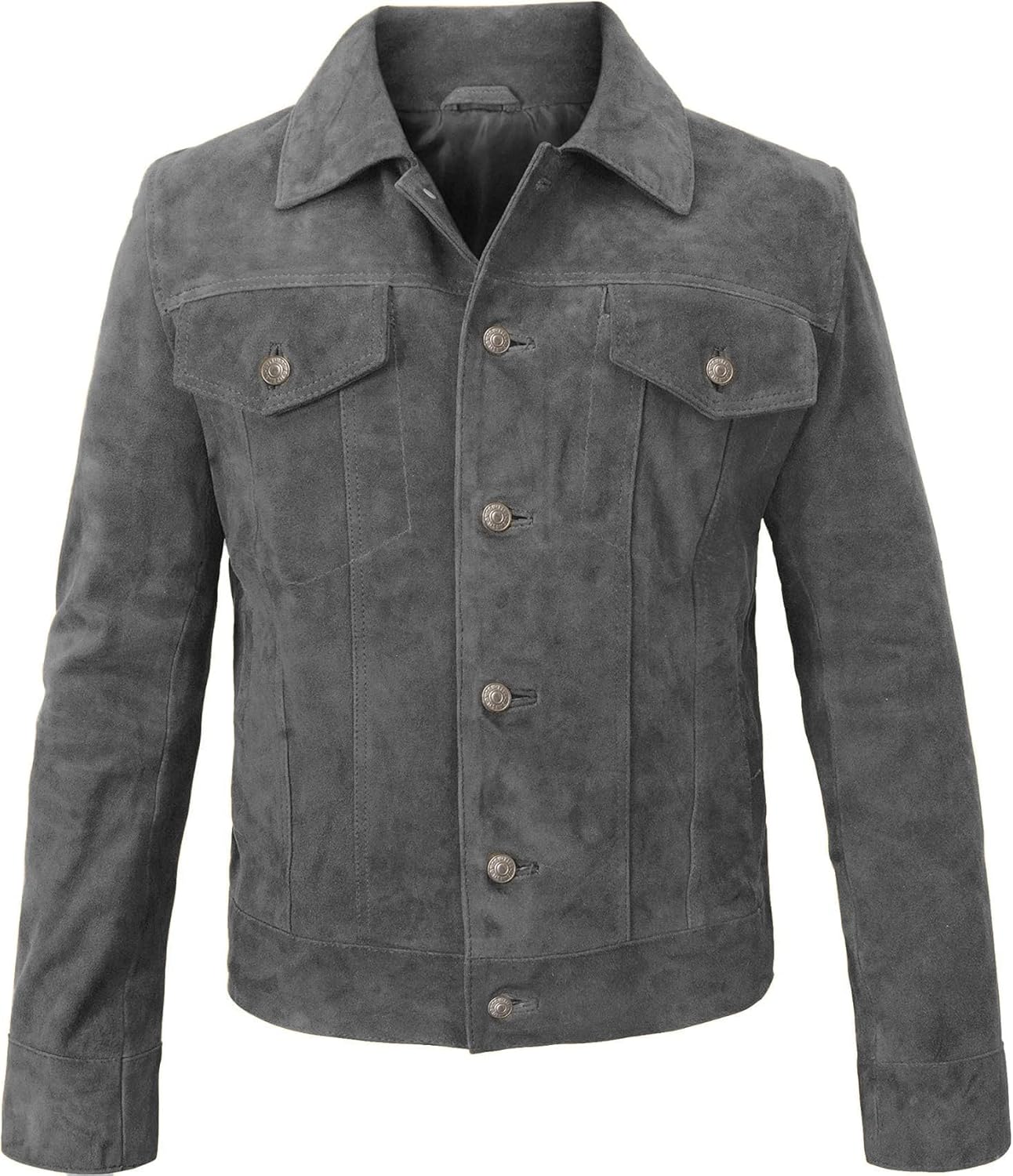 LP-FACON Mens Trucker Suede Leather Jacket - Western Style Cowboy Jacket Collection - Image 4
