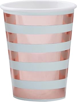 Ginger Ray Mint & Rose Gold Foiled Paper Baby Shower Party Cups 8 Pack, Green