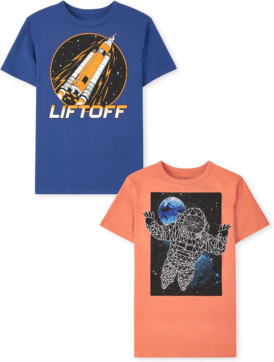 Camisetas gráficas de manga corta para niños Gamer,Deportes,Coches,Paquete de 2