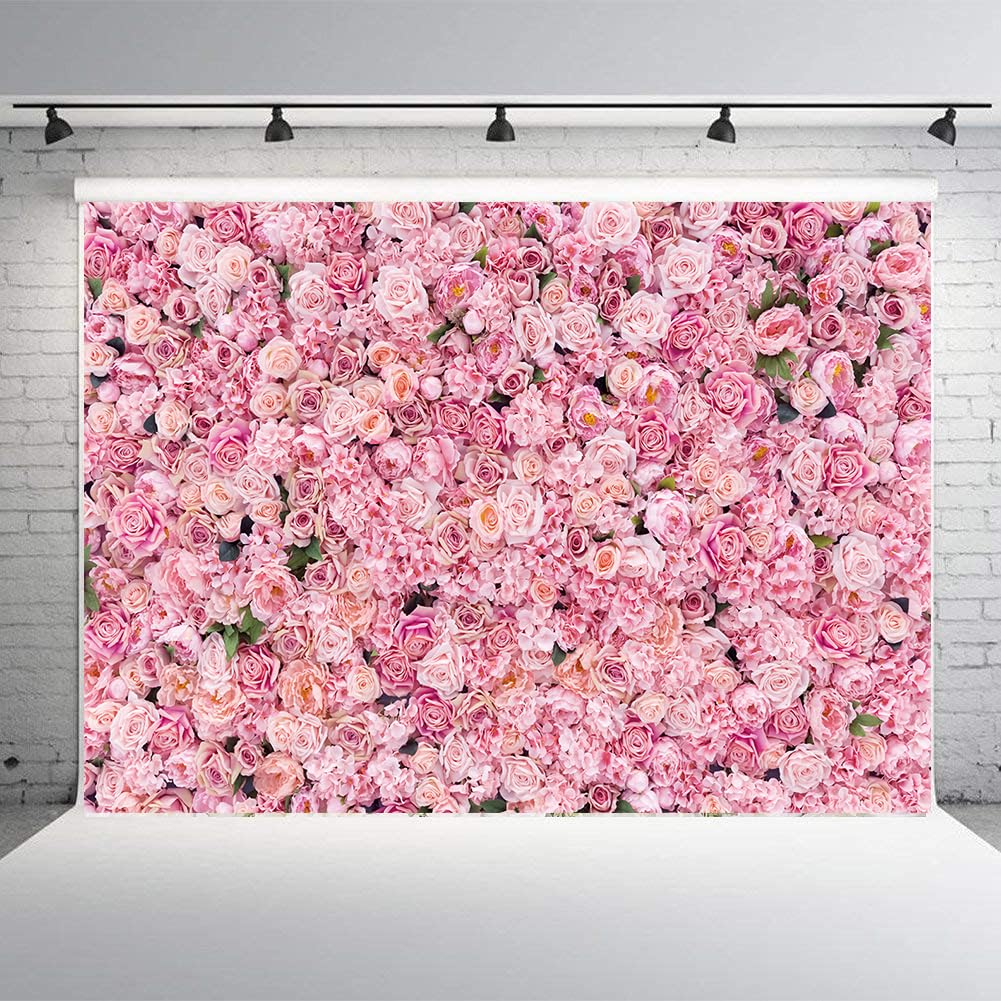Pink Red Rose Flowers Background Wedding Happy Birthday Day: 8x6ft