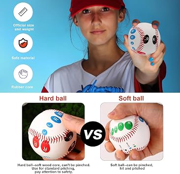 Tinoaly 3 Pcs Baseball Pitching Grip Trainers, Baseball with Finger Placement Softball Throwing Equipment for Teenagers Beginners Gifts to Learn Multiple Grips Accessories(Hard)