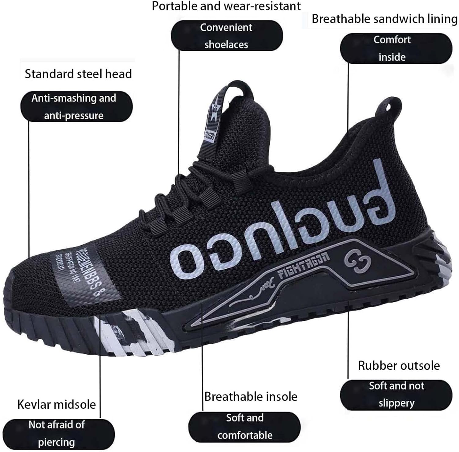 Men and Women Composite Toe Indestructible Non-Slip,Men Composite Toe Shoe for Women Work and Safety Footwear Breathable Comfortable Slip Resistant,