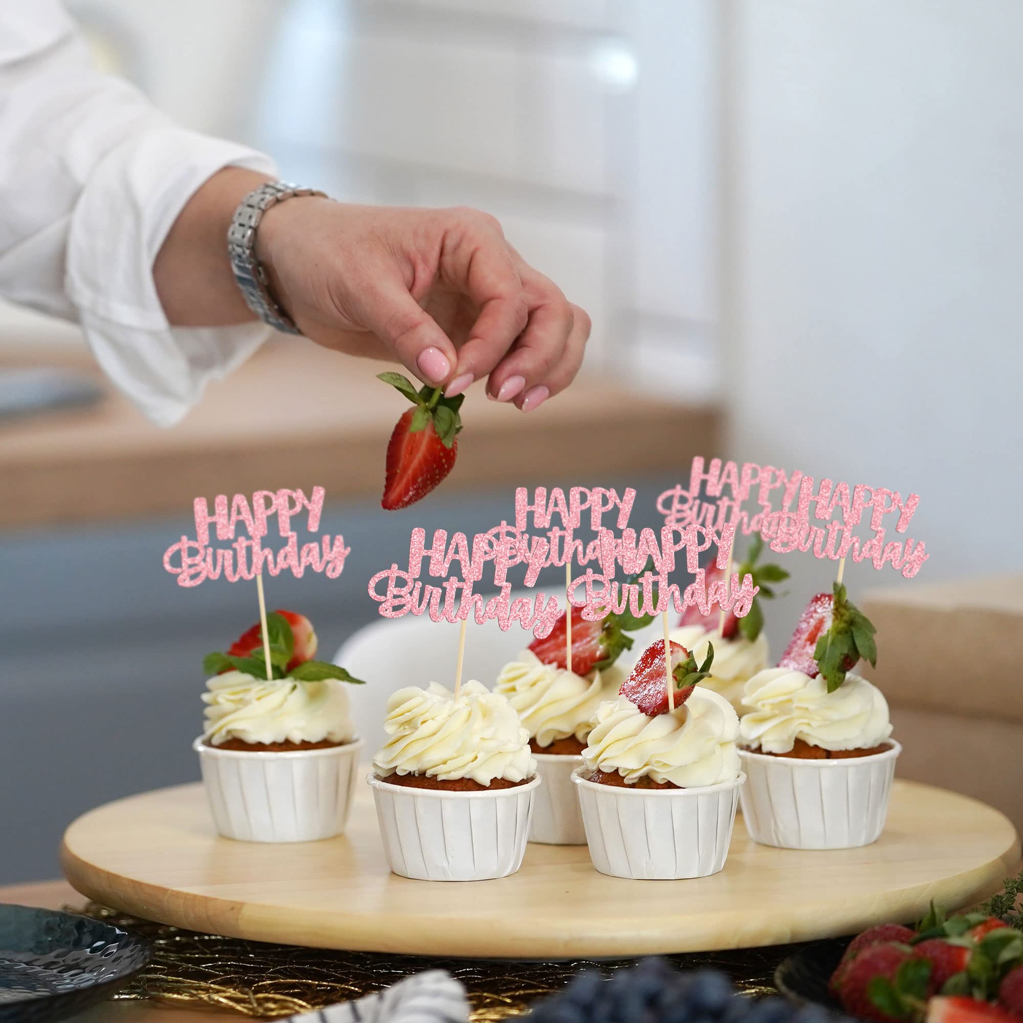 Gyufise 24 Decorazioni Glitterate Per Cupcake A Tema