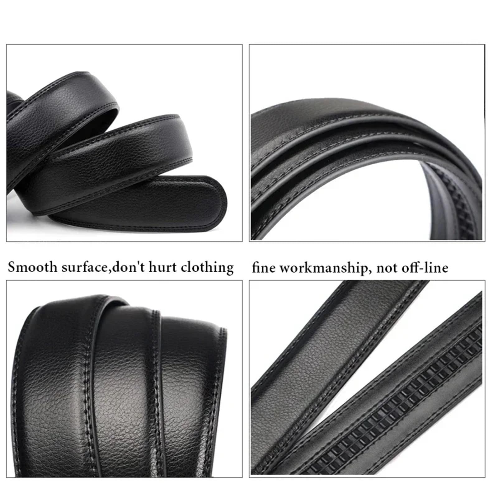 GüRtel Herren 2PCS Gürtel for Männer Echtes Leder Gürtel for Männer Taille Riemen for Jeans Metall Automatische Schnalle FüR Herren Business Anzug(Black,100cm)
