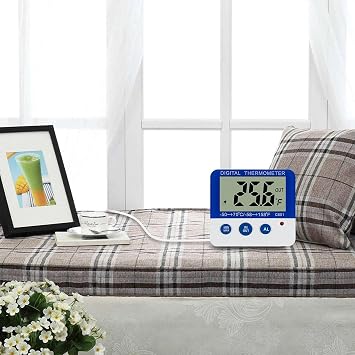 Digital Fridge Thermometer with Magnetic Mount & Stand Calibrated Freezer Thermometer with LED Alarm, Max/Min Memory,58F to 158F Range for Home, Kitchen, Commercial Use