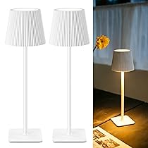 LuminexDesigns Confezione da 2 Lampade da Tavolo LED Senza Fili con Controllo Touch – Lampada Ricaricabile da 5200mAh Dimmerabile, IP54 Resistente all’Acqua – Perfetta per Interni ed Esterni, Bianco