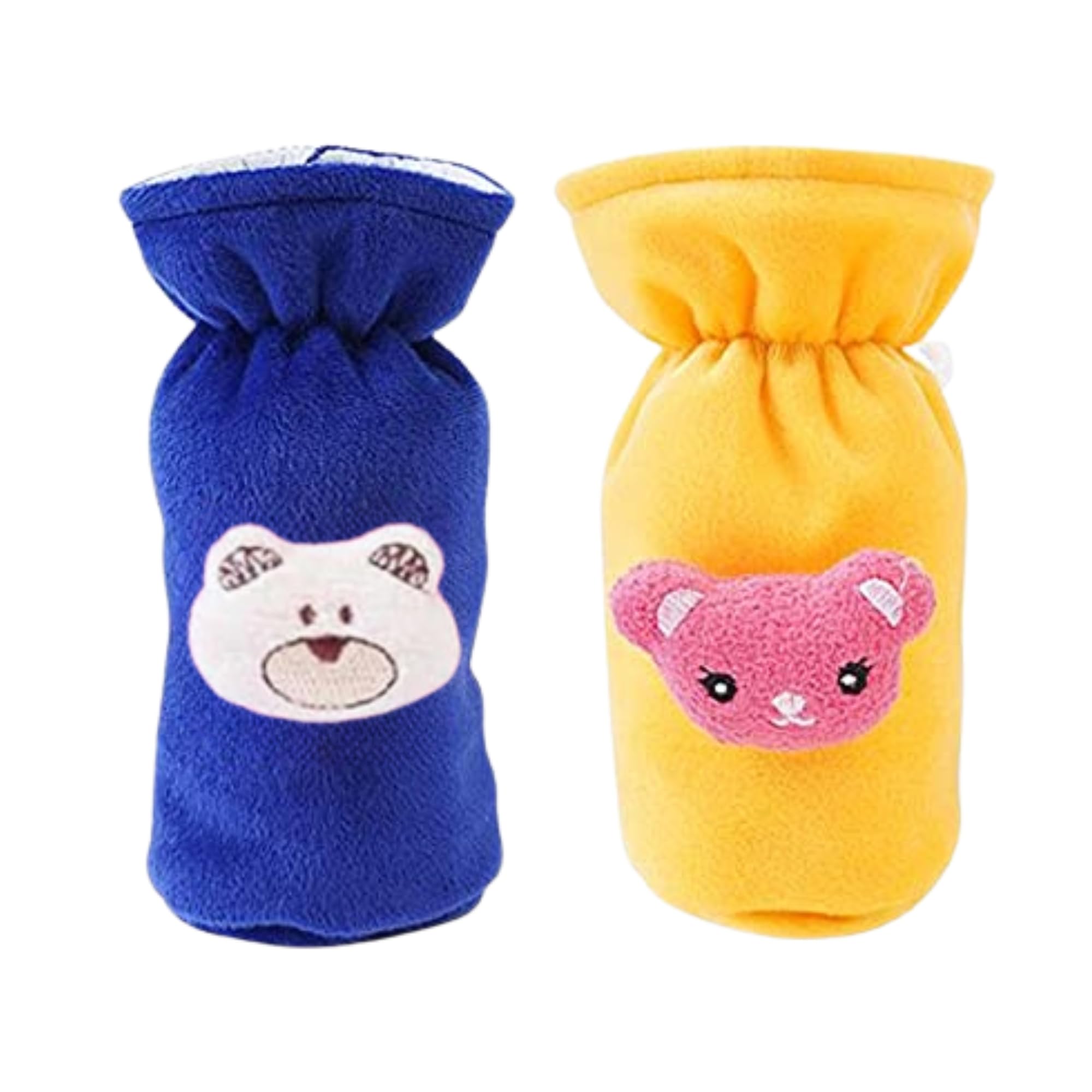 Bottle Cover for Feeders Soft Plush Stretchable Baby Feeding Bottle Cover 60-125 Ml Cover for Baby Milk Feeding Bottle Pack of 2 Dark Blue & Yellow-image-26