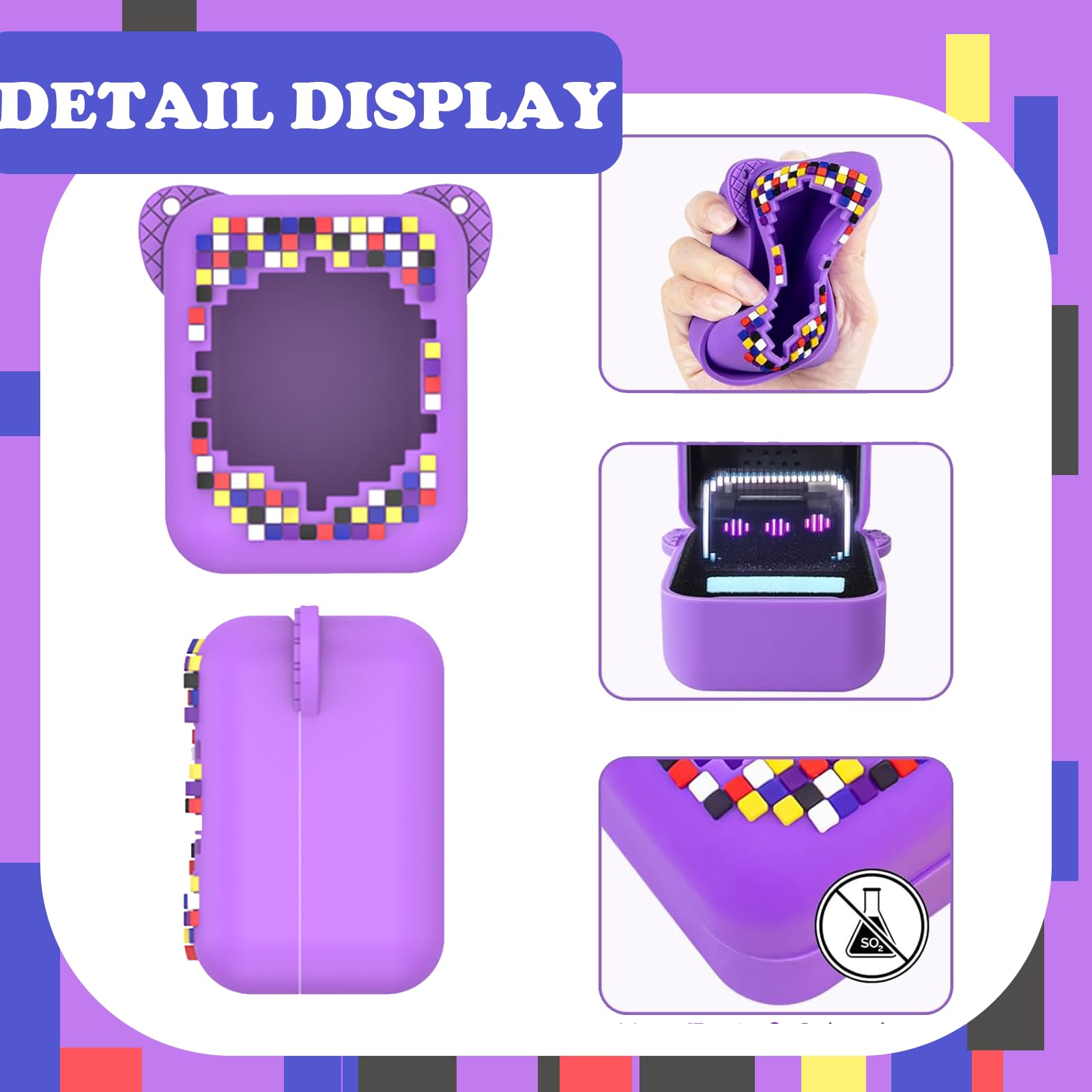 FunnAura Interactive Digital Pet Case for Bitzee Purple Toy Anti fall Shockproof Portable Carry Case - Image 3