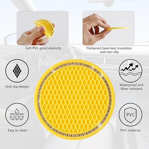 Miniatura 3 de Posavasos para automóvil con cristal brillante, 2 posavasos antideslizantes universales, adecuados para la mayoría de automóviles, accesorios