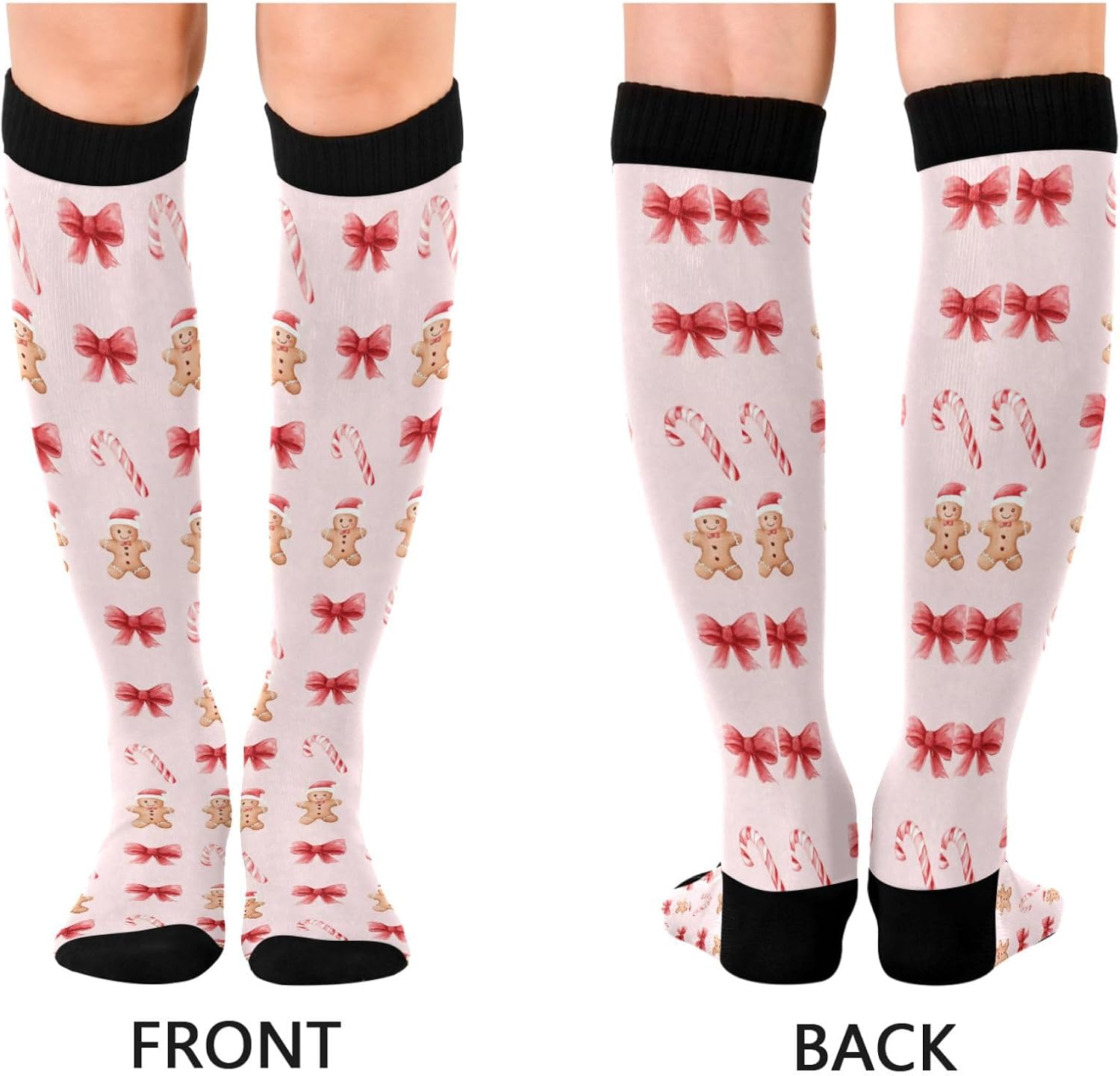 Christmas Compression Socks for Women Men, Circulation Long Knee High Socks Casual Stocking Athletic Tube Sport Sock