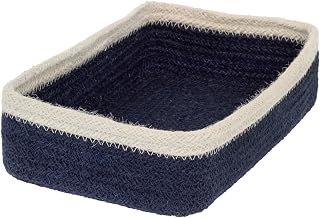 Boston International Navy Blue Jute Guest Napkin Caddy, 9.5" x 6"