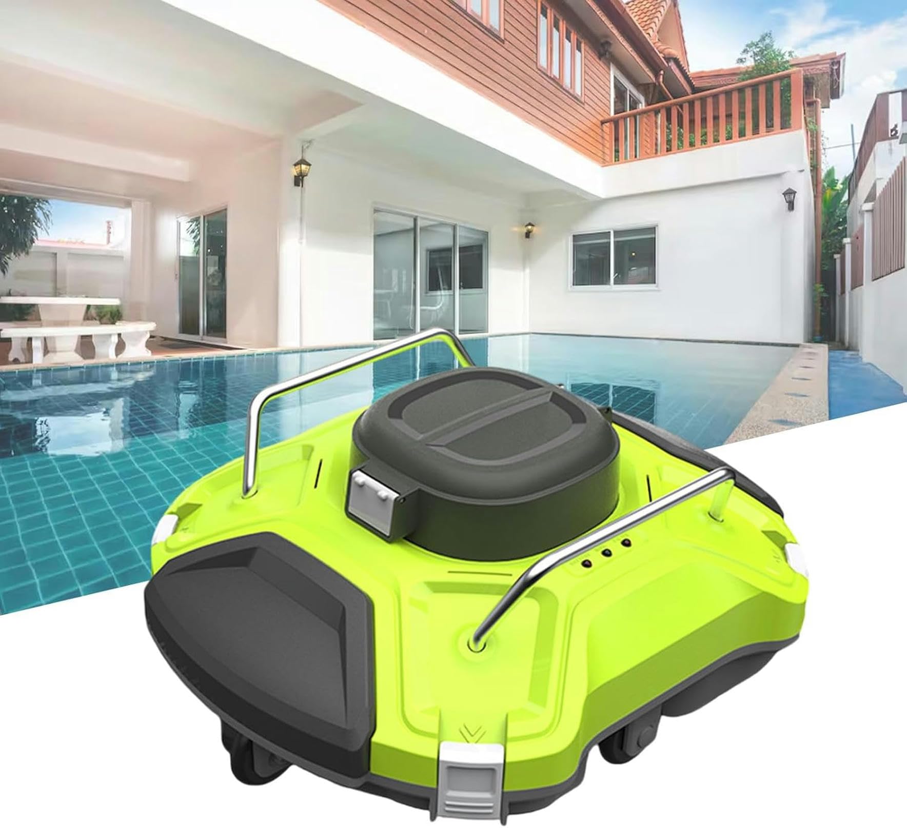 Aspirador de Hojas para Piscina, Limpiador automático subacuático, 4 Clips para Fijar el recogedor de Hojas, Piscina Plana sobre/enterrada