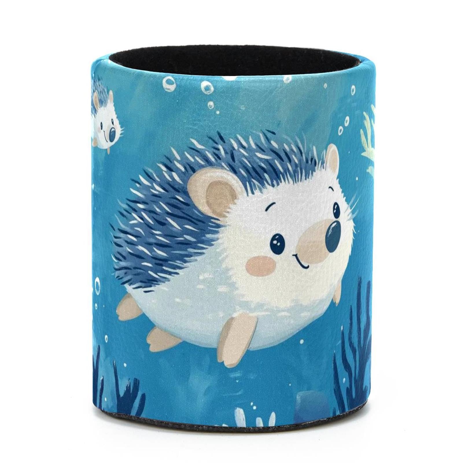 VAPOKF Round Pencil Holders for Desk, Cute Hedgehog Pen Holders Pen Pot Makeup Brushes Storage Desktop Stationery Supplies Organiser for Home Office