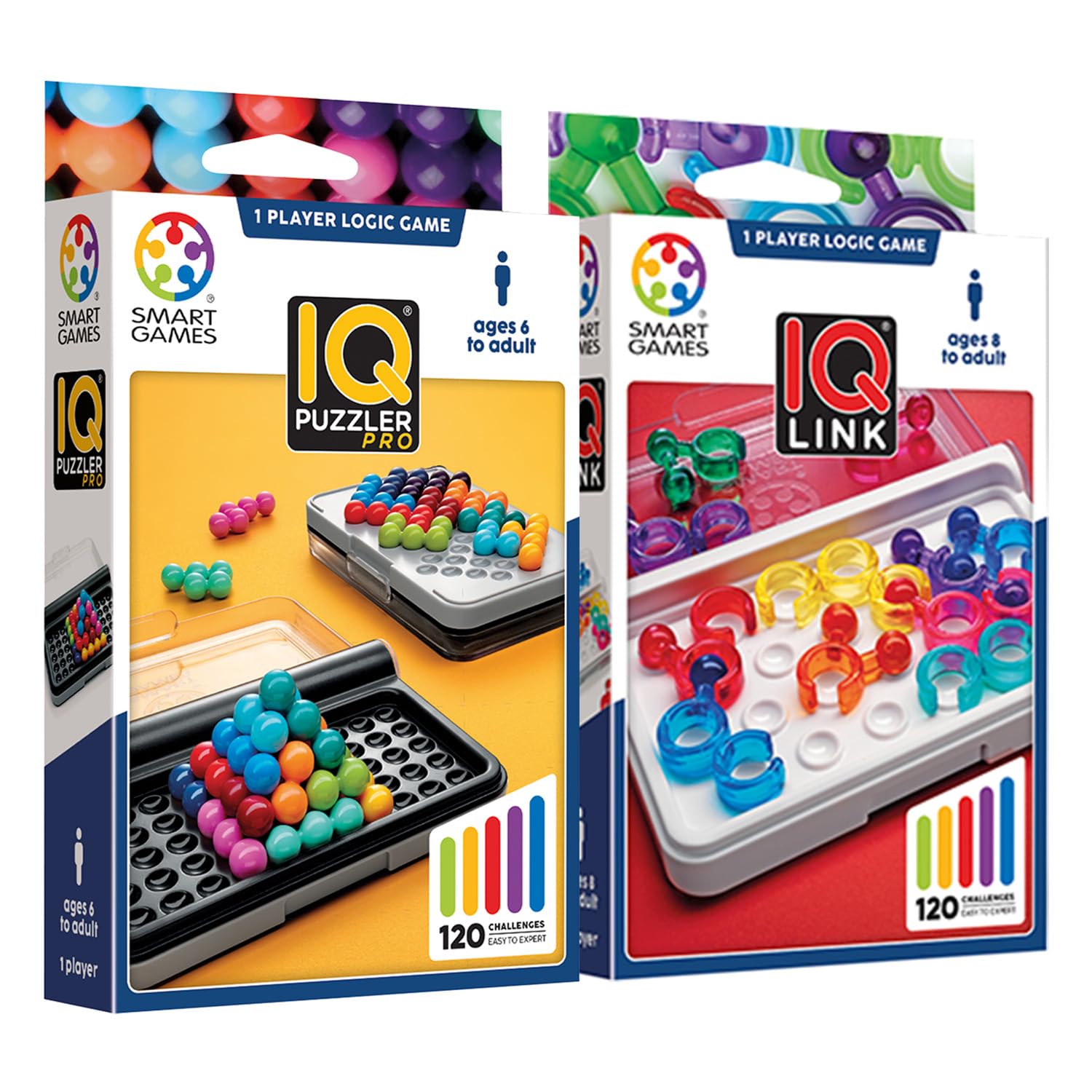 Smart Games - Iq Pro + Iq Link | Board Games For 6 Year Olds Plus | Puzzles For Kids 3d | Board Games For 8+ Year Olds | Educational Toys | Travel Games For Kids
