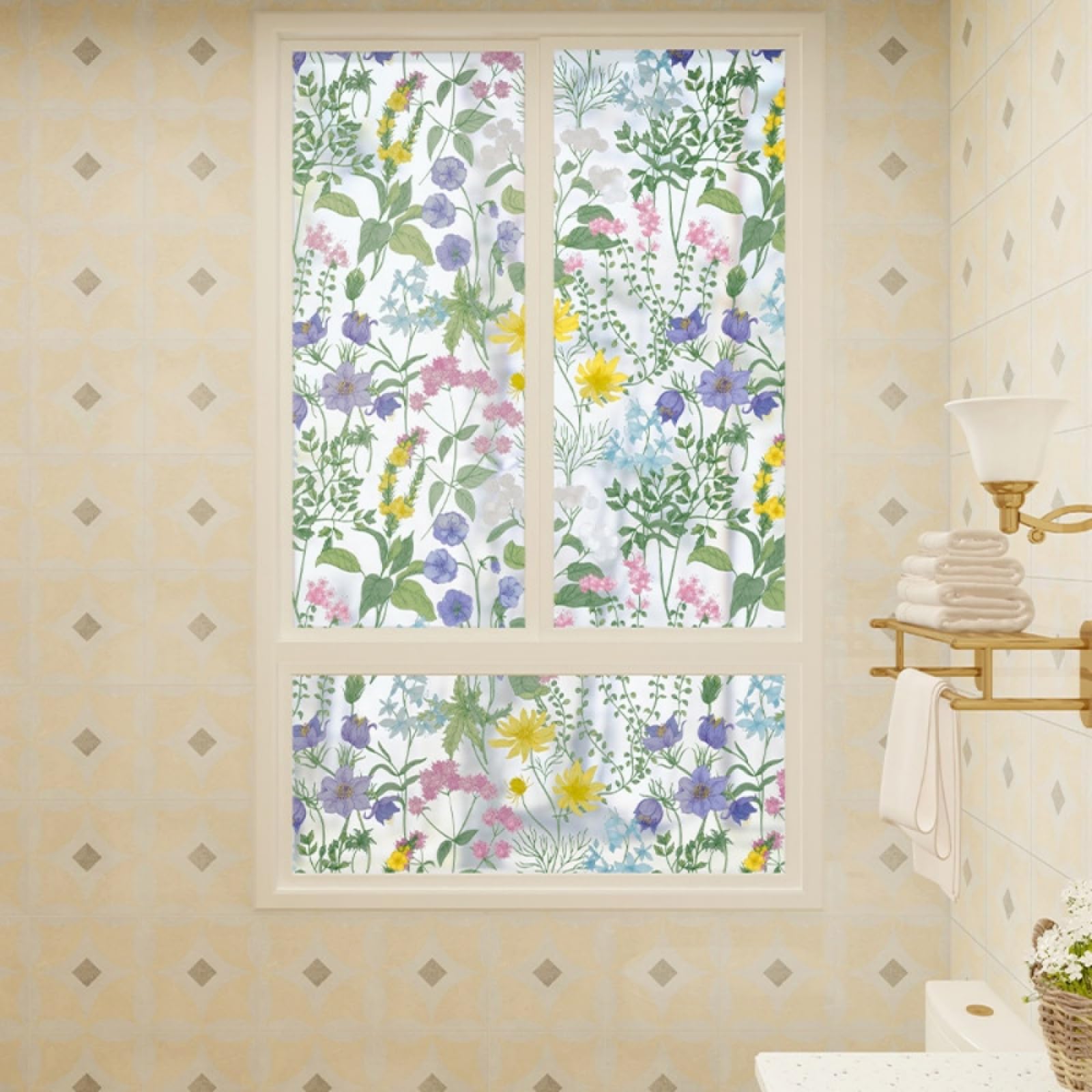 Vinilo Adhesivo Cristal Decorativo Flores Plantas Vinilos para Cristales Privacidad Estatico Anti UV Reutilizable para Oficina Dormitorio Sala de Estar Vinilo para Ventanas