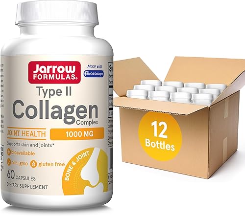 Jarrow Formulas Complejo de colágeno tipo II 500 mg - 60 cápsulas - Apoya la piel y las articulaciones - Derivado del cartílago del esternón de