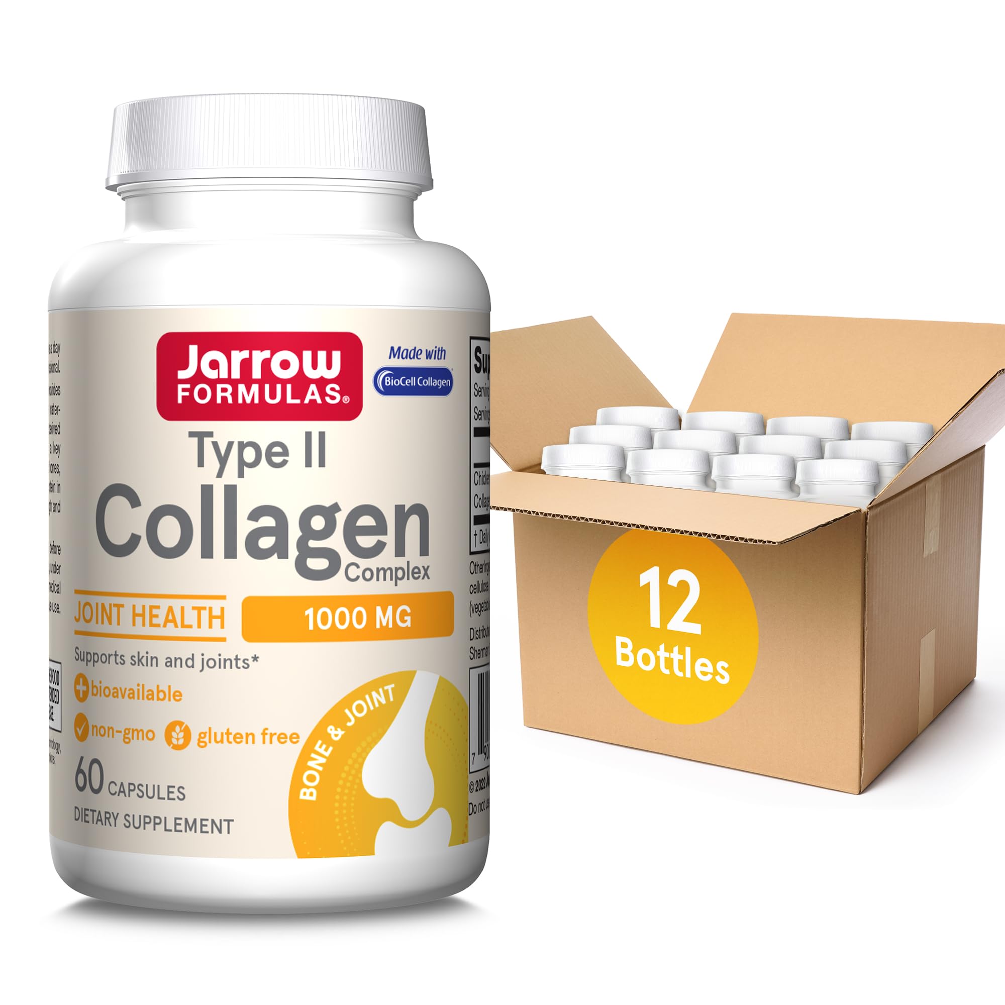 Jarrow Formulas® Type II Collagen Complex 1000 mg Supplements, Supports Skin and Joint Health, 60 Capsules, 30 Day Supply