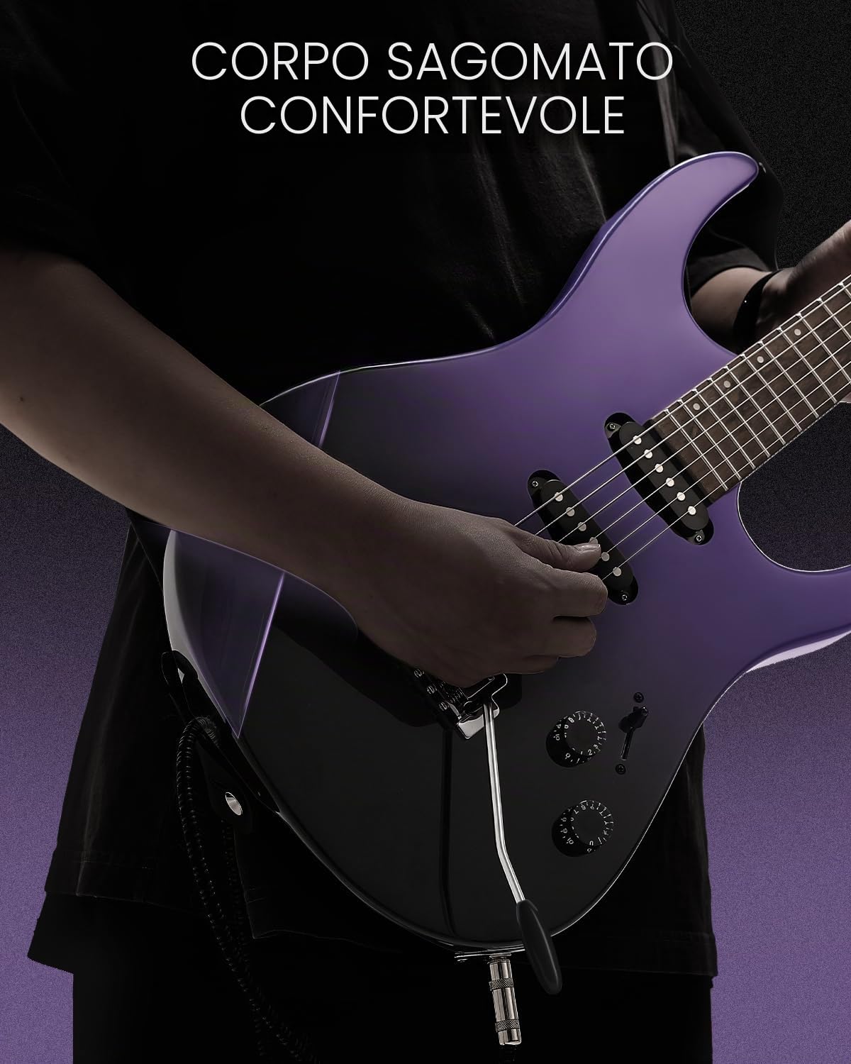 Donner DMT-66 39 Inch Guitarra Eléctrica de Tamaño Completo para Principiantes, Kit de Guitarra Eléctrica con Funda Nero Violaceo