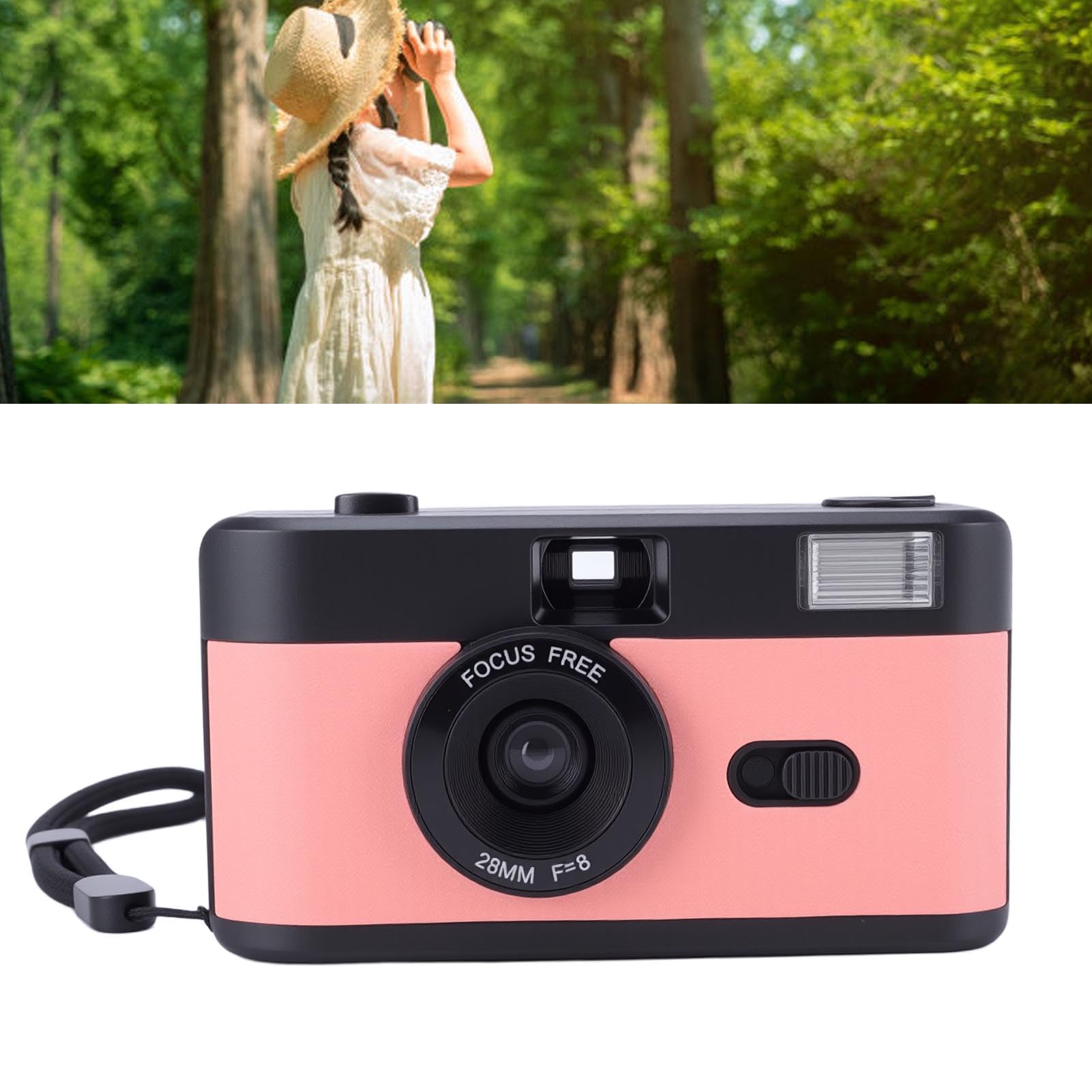 Camera da Film da 35 Mm Riutilizzabile, 27 Film a Colori, Fascino Nostalgico, Ricca Narrazione, Ambienti Manuali di Lunga Durata per Flash, Messa a Fuoco, Otturatore, Materiale (Rosato)
