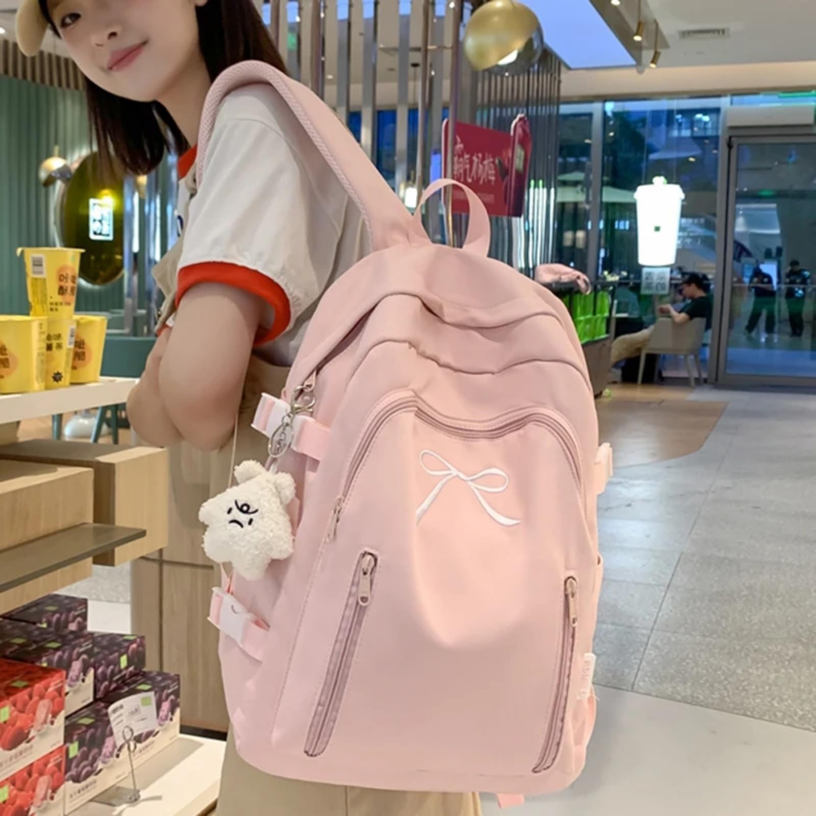 Mochila escolar Carino Arco Decorazione Zaino, Leggero Casual Daypack Moda Borsa Scolastica per Ragazze Adolescenti College Viaggio Giornaliero Uso All'aperto