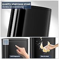 Vista 53 de Arlopu 8 Gallon Step Trash Can, Stainless Steel Garbage Bin, Soft-Close Rubbish Bin with Removable Plastic Inner Bucket, Fingerprint-Proof, Lid Grey