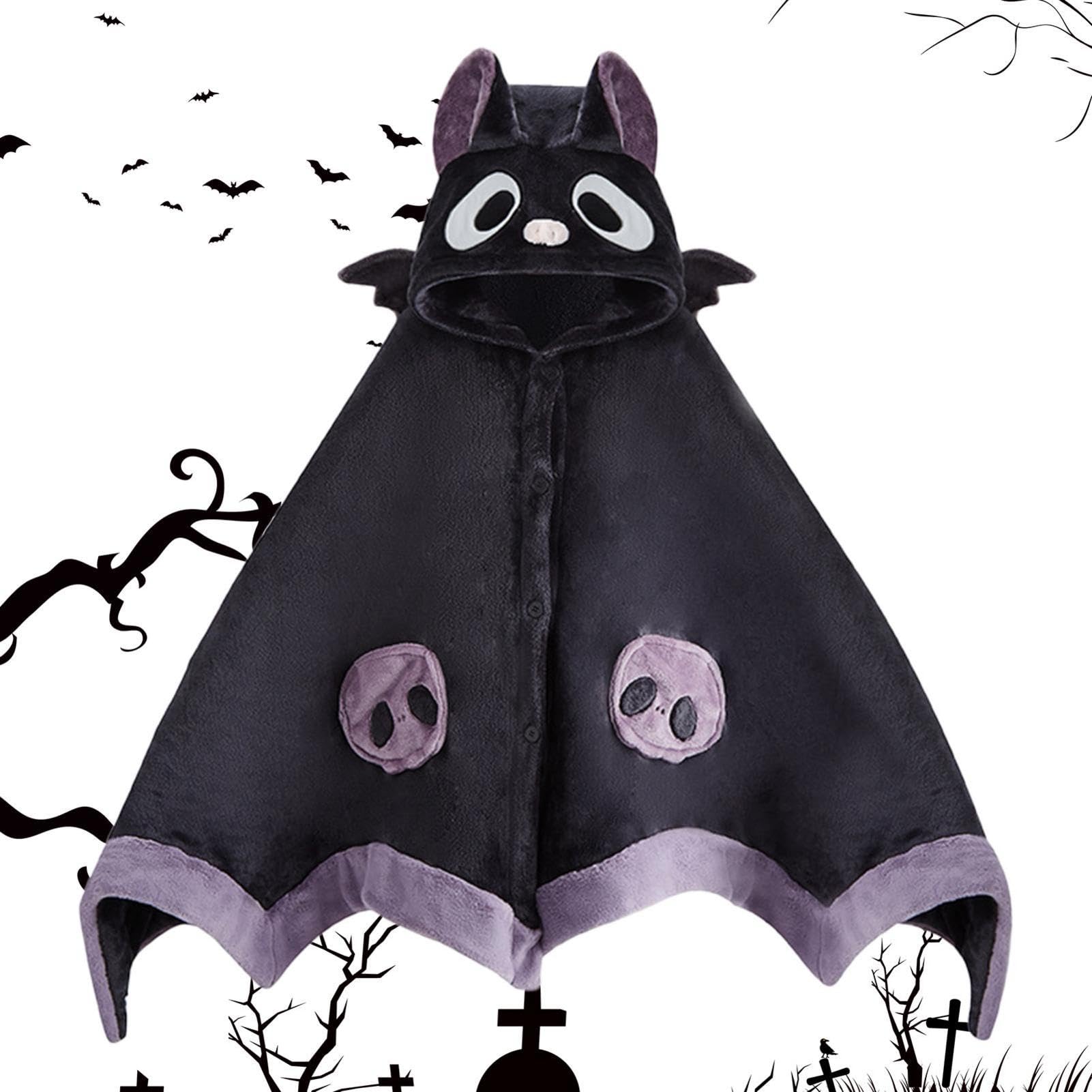 Koc do noszenia na zamówienie, uroczy koc nietoperz, bluza z kapturem, odzie? unisex, niestandardowe akcesoria, rozpieszczony i przytulny koc do drzemki, ?kki ze skrzyd?ami demona, Halloween,