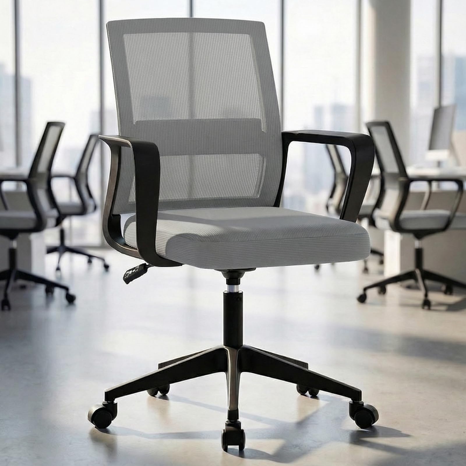 SUKIDA Desk Chair Mesh Office Chair with Upholstery Executive Office Chair with Armrests Mid-Back Task Chair Height-Adjustable Computer