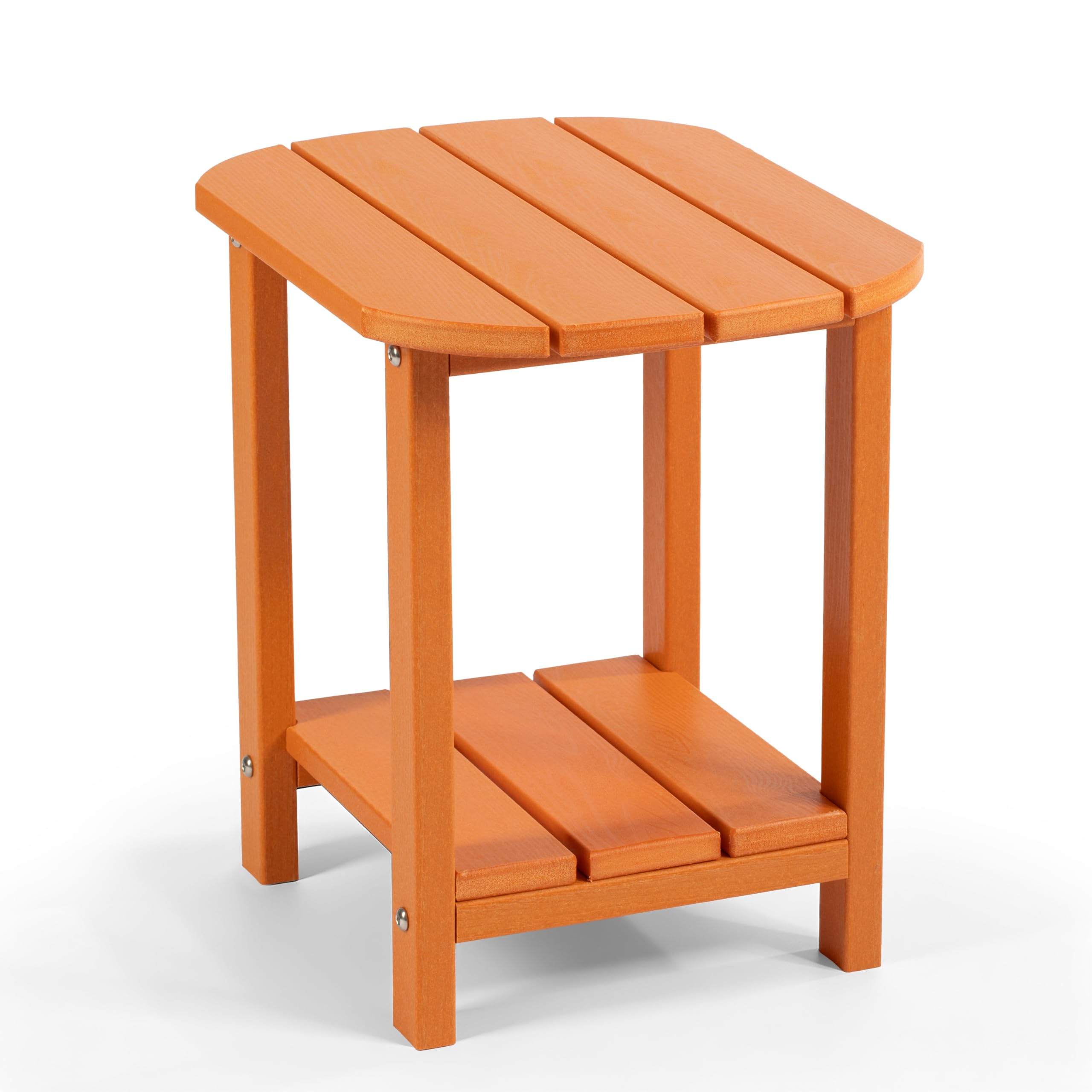 Photo 1 of Gedivono Outdoor Side Table with Shelf - Orange, 16-inch Round HDPE