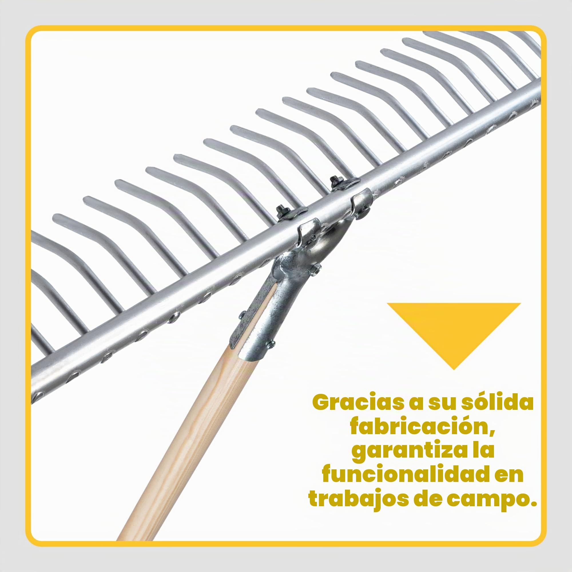 KADAX Rastrillo de heno con Mango Largo de Madera, rastrillo Ancho para jardín, parterres, césped, rastrillo de jardín, rastrillo, rastrillo de césped, Herramienta de jardín,(Aluminio)