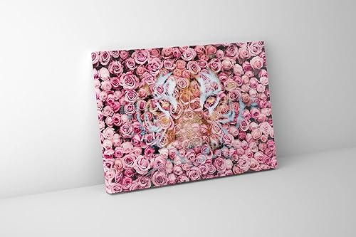 Miniatura 4 de Lienzo impreso con diseño de tigre en rosas (32 x 24 x 1.25 pulgadas)