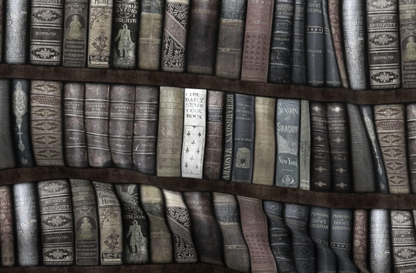 Spoonflower Fabric - Library Moonlight Shelves Books Magic Book Classroom Printed on Organic Cotton Sateen Fabric by The Yard - Sewing Quilting Apparel Home Decor