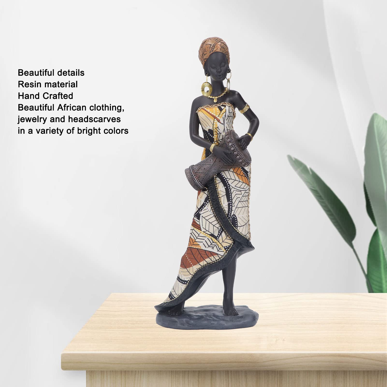 Afrykańska statua bębna antyczna afrykańska plemienna figurka damy kolekcjonerska dekoracja domu ręcznie wykonana realistyczna rzeźba muzyk z żywicy do biura salonu