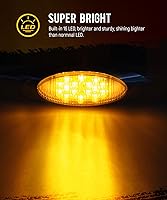 Vista 2 de Partsam Peterbilt Kenworth Freightliner - 10 luces LED de 6.5 pulgadas, color ámbar ovalado, 16 luces laterales con bisel cromado de repuesto