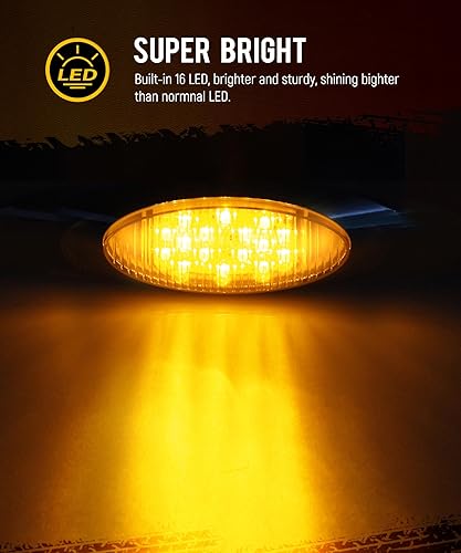 Miniatura 2 de Partsam Peterbilt Kenworth Freightliner - 10 luces LED de 6.5 pulgadas, color ámbar ovalado, 16 luces laterales con bisel cromado de repuesto para