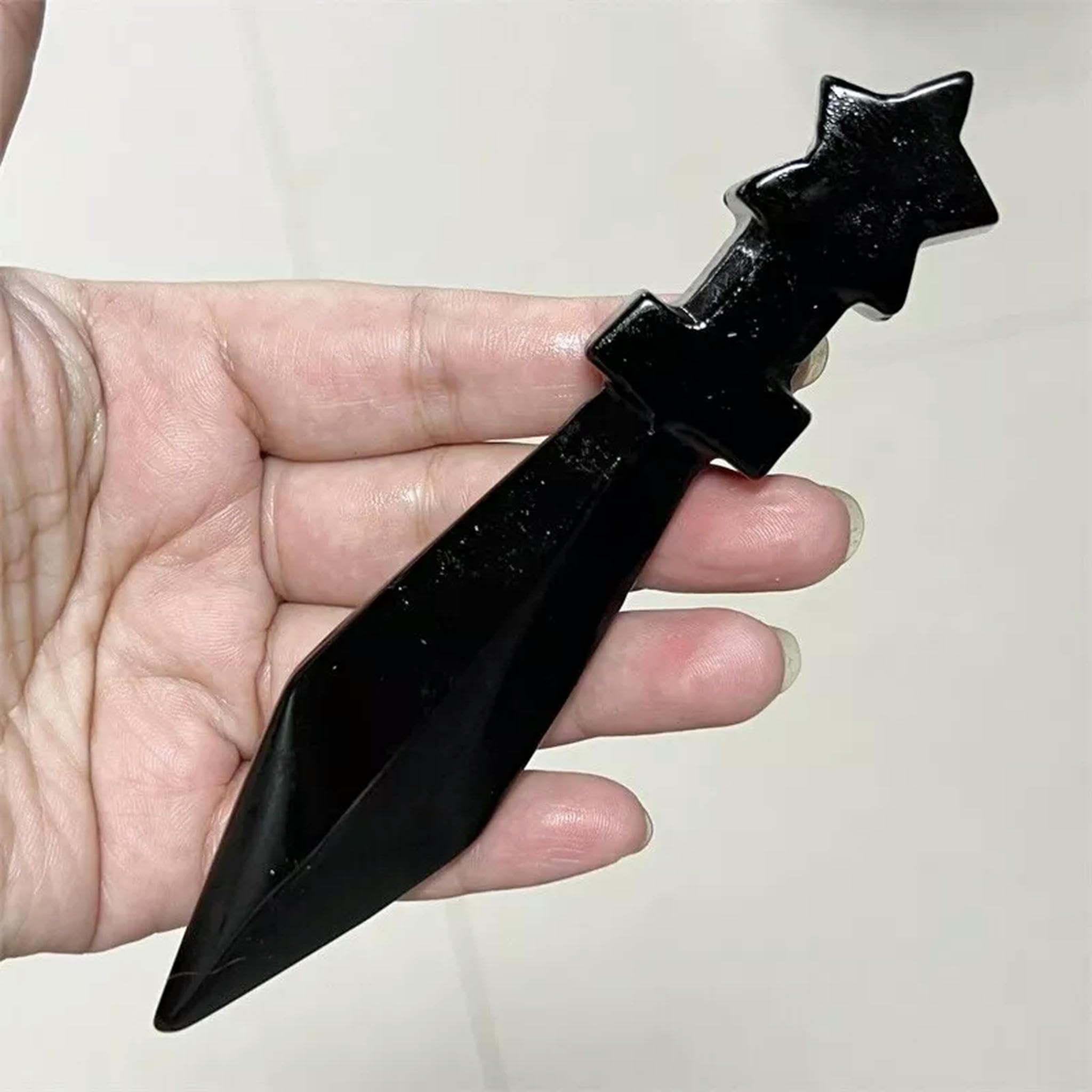 Dague en Obsidienne Naturelle de 5 Pouces et Plus, crâne sculpté, Cristal de Quartz, gemme, 1 pièce