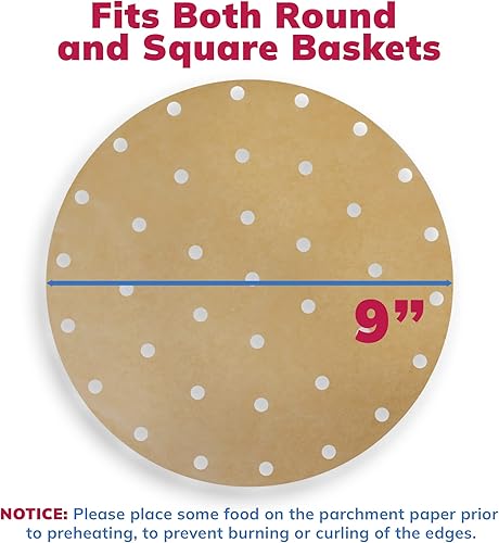Miniatura 2 de Reli. Forros de papel pergamino para freidora de aire (400 unidades), marrón, hojas redondas de 9 pulgadas  Papel pergamino sin blanquear para