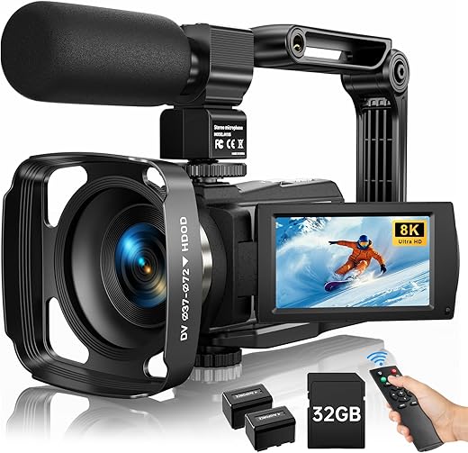 8K Video Camera Camcorder 2025 Latest 88MP Ultra HD Video Cameras Wifi Vlogging Camera for YouTube 18X Digital Video Cameras...