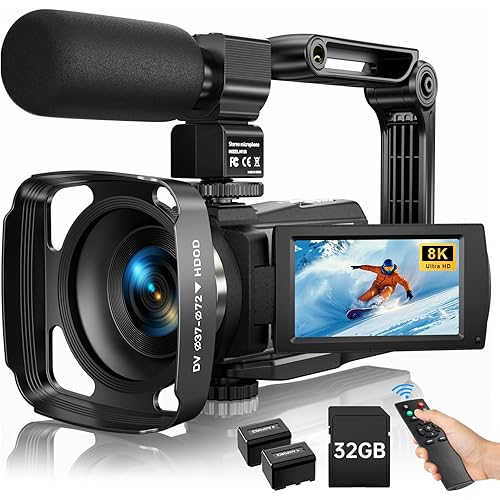 8K Video Camera Camcorder 2025 Latest 88MP Ultra HD Video Cameras Wifi Vlogging Camera for YouTube 18X Digital Video Cameras with 32G Card Microphone 6-Axis Anti-Shake IR Night Vision Video Recorder