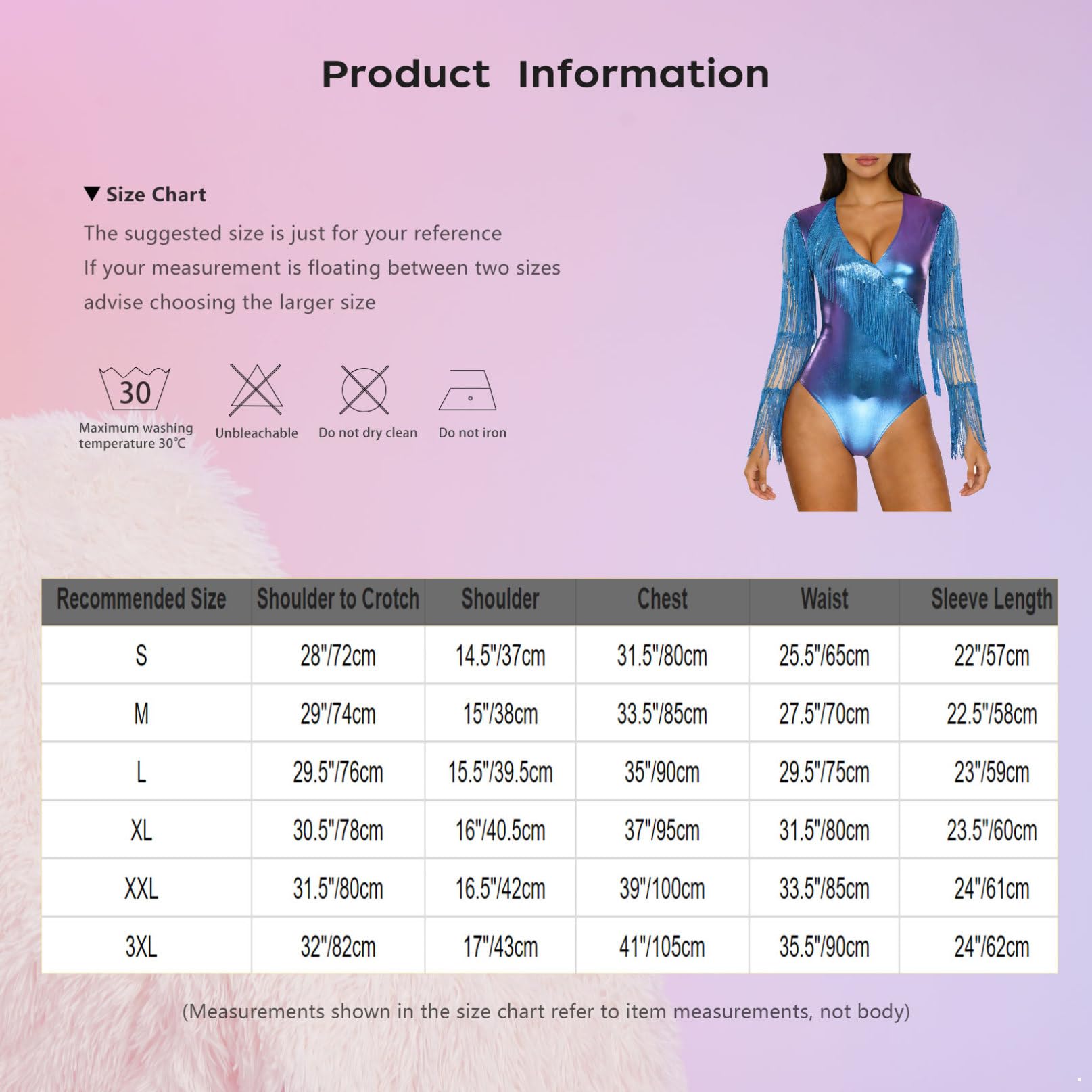 iiniim Femme Métallique Body Col V Manches Longues Franges Justaucorps Danse Disco Gymnastique Costume Carnaval Rave Festival Clubwear