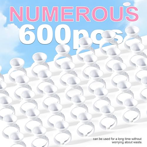 Miniatura 8 de NXJ INFILILA Anillos de pegamento, 300 anillos de pegamento para extensiones de pestañas, vasos desechables para suministros de extensión de