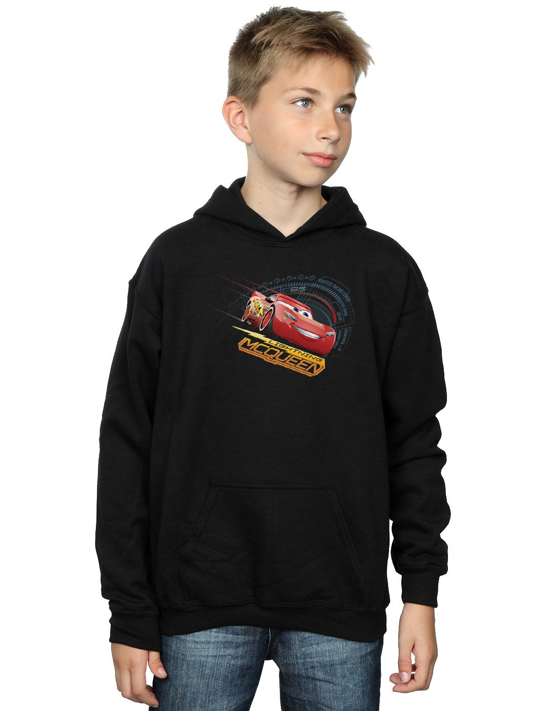 Disney Official Licensed Cars Lightning McQueen Hoodie Boys' - Cozy Cartoon Character Hoodie, Brushed Fleece Lining, UK - Machine Washable - Officially Licensed Black