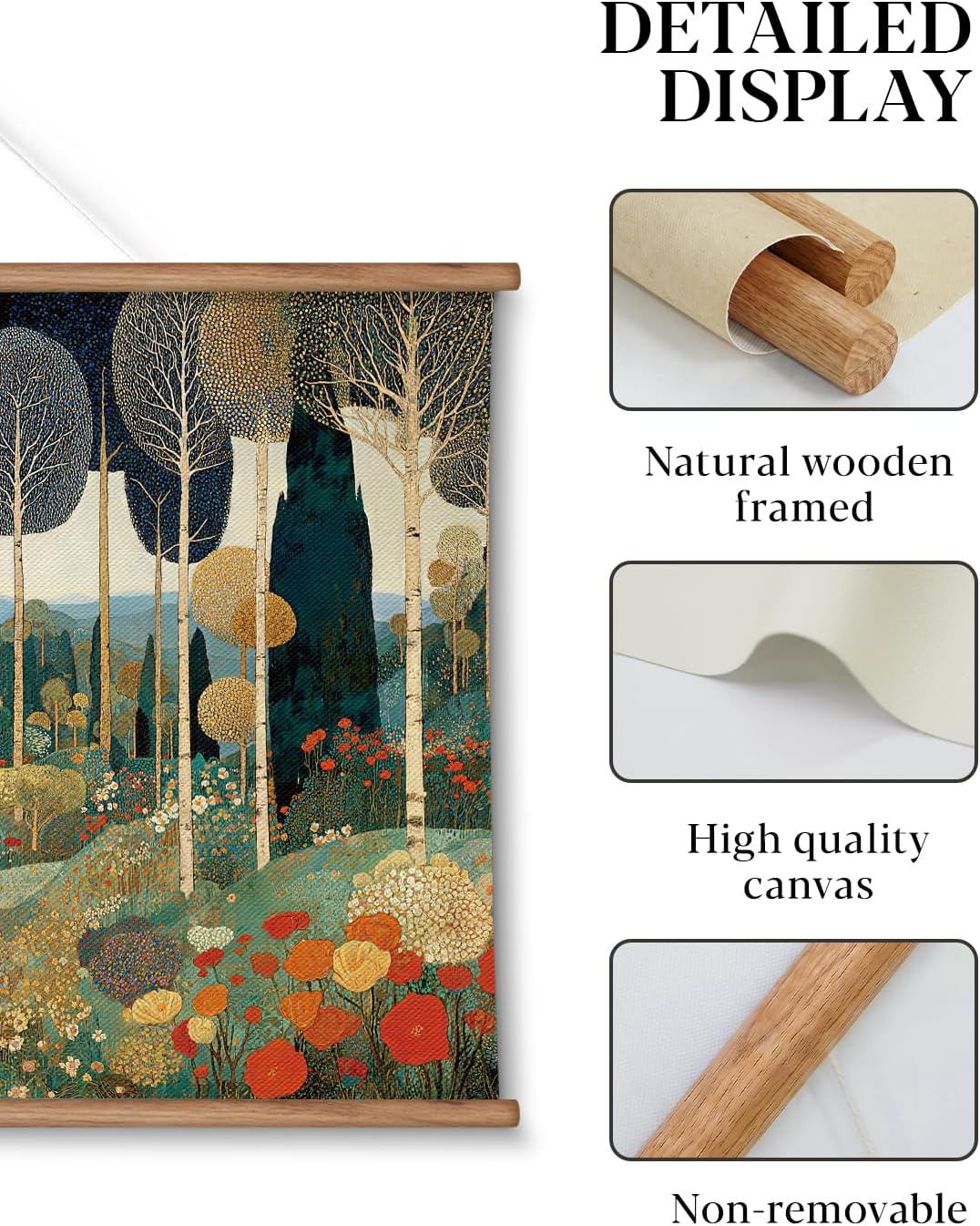 HUARCEY 24x36 Hanging Canvas Wall Art Vintage Forest Landscape Scroll Paint
