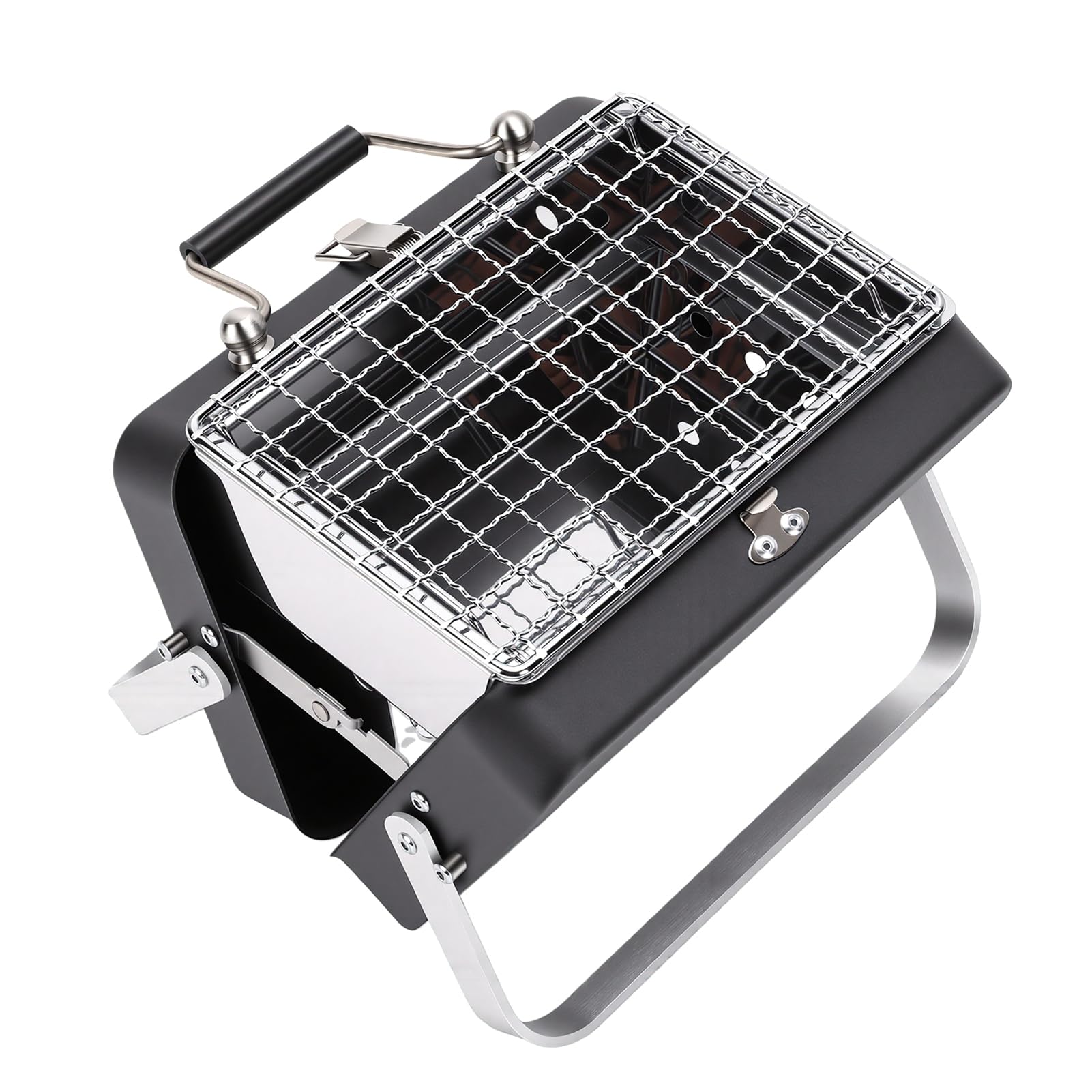 Griglia per Barbecue, Griglia per Barbecue Portatile Pieghevole e Compatta in Acciaio Inossidabile 6,5x4,3x5,9 Pollici, a Carbone con Custodia Integrata per Uso Esterno da Tavolo da Picnic